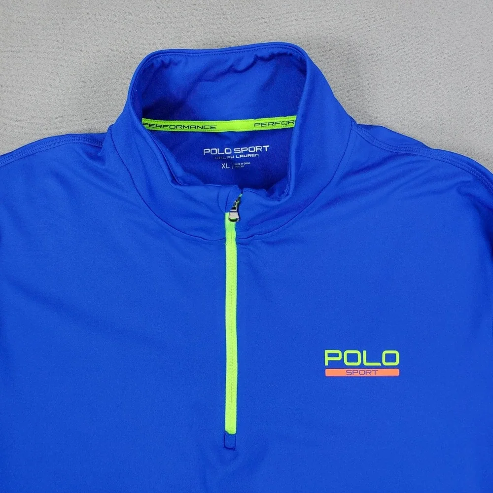 Polo Sport Ralph Lauren Performance‎ Pullover Mens XL Blue 1/4 Zip Golf Stretch